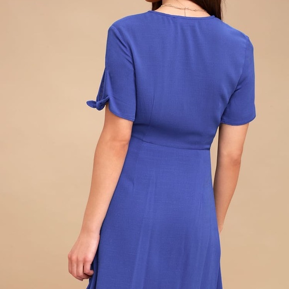 LAST CALL! Lulus Royal Blue Wrap Dress - Picture 4 of 9